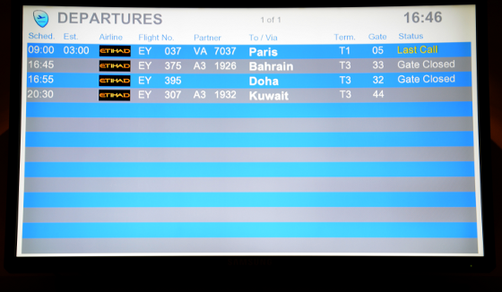 departure board, 18 hour delay for Paris