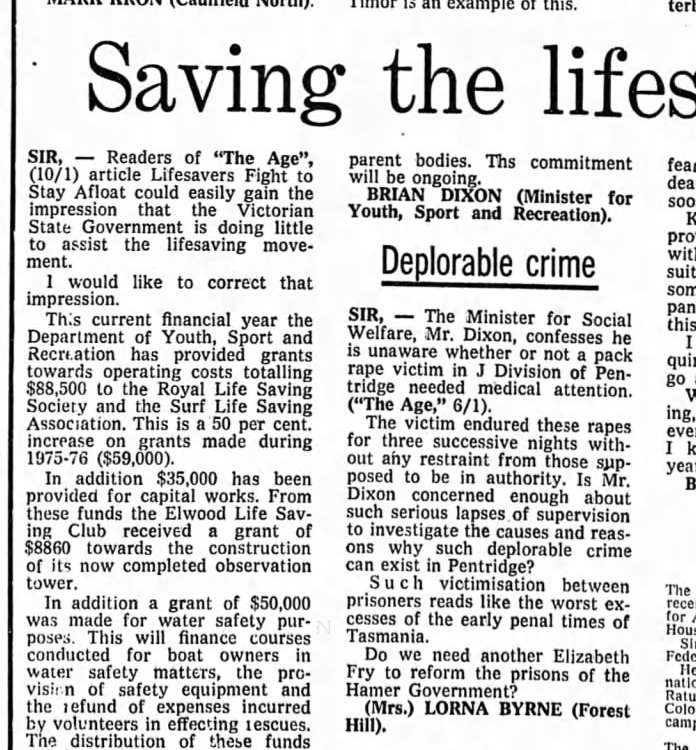 Brian Dixon, Lorna Byrne, Pentridge, abuse