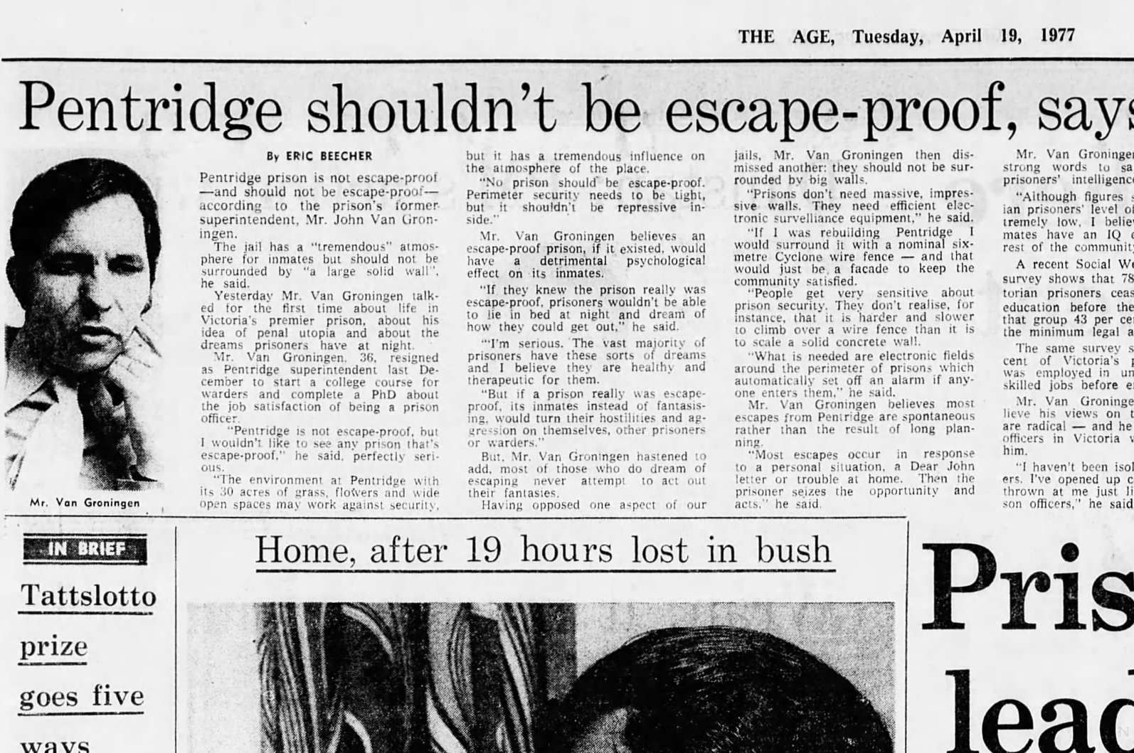John Van Groningen, Pentridge, escape