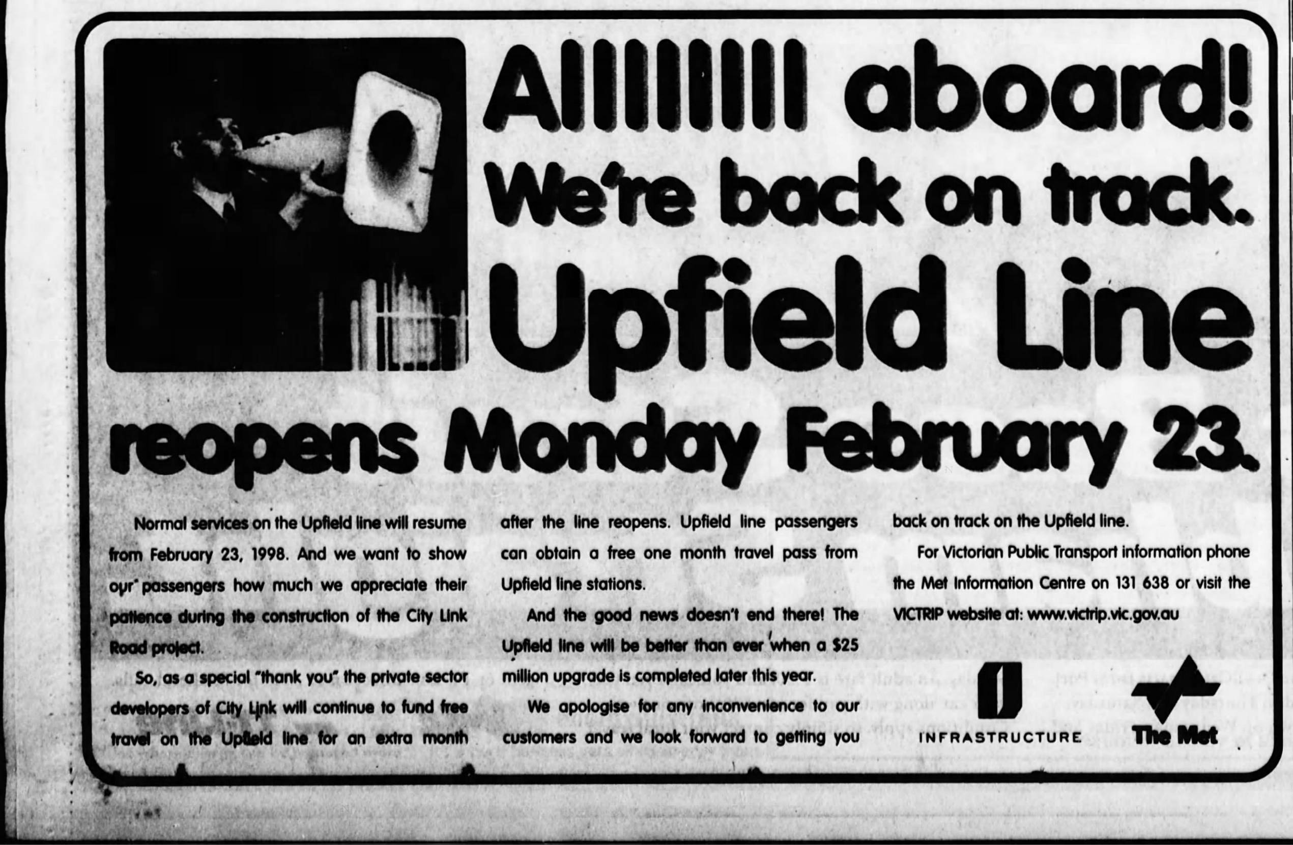 Upfield line, 1998