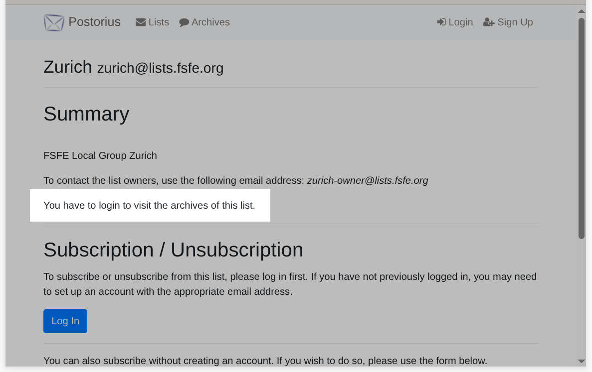 FSFE mailing list archives hidden, Elias Diem