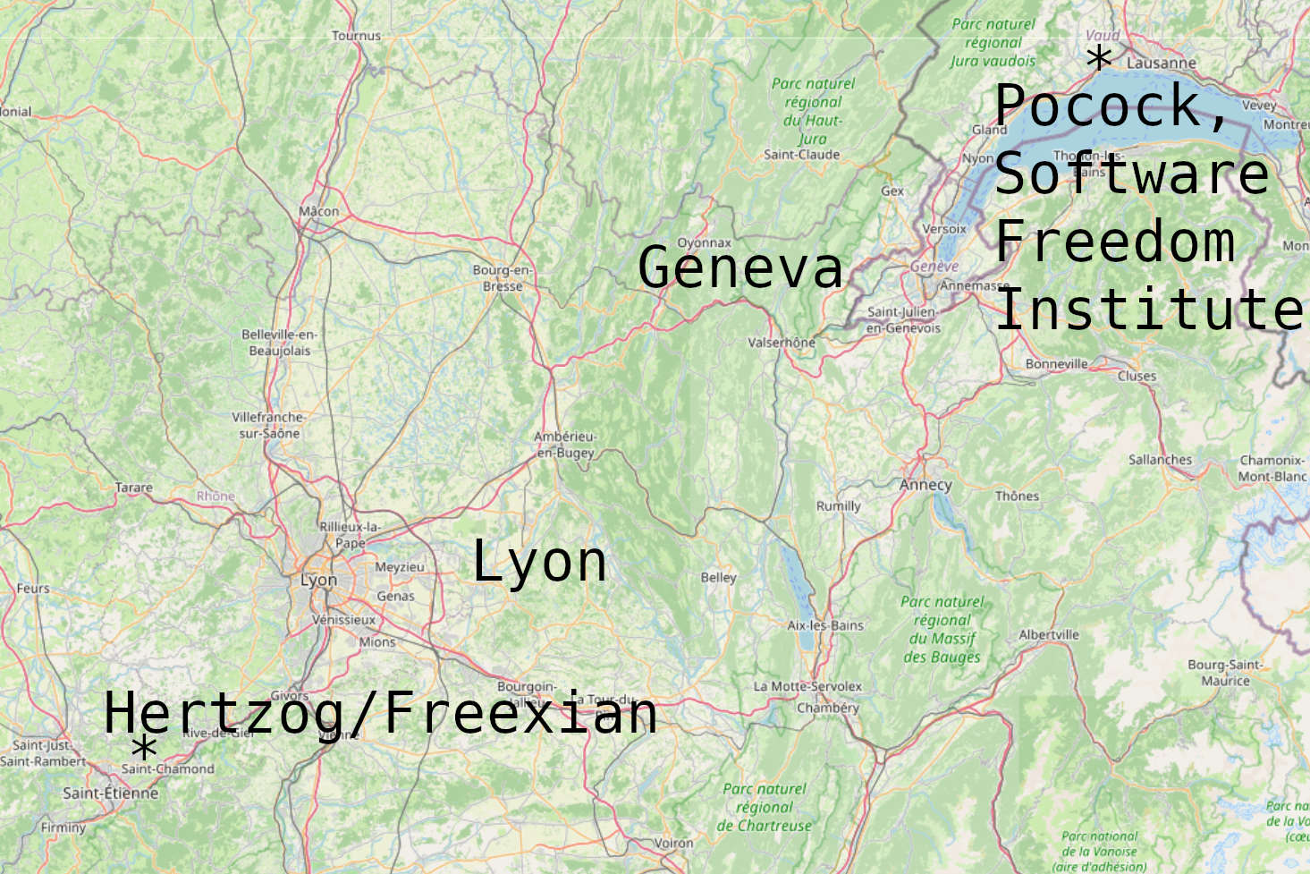 Daniel Pocock, Raphael Hertzog, Saint-Étienne, Lyon, Geneva, Lausanne, Switzerland