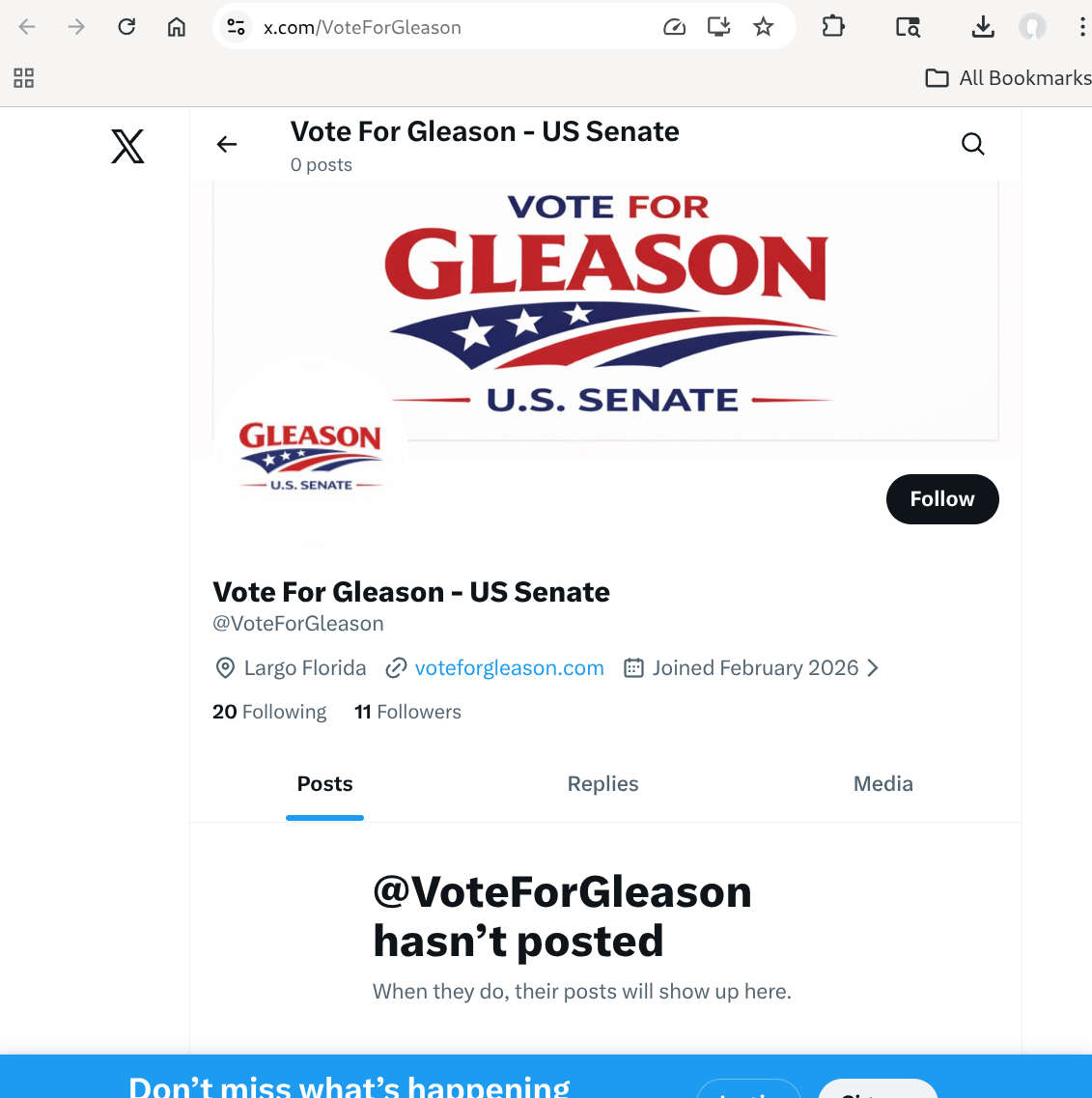 Chris Gleason, Florida, Twitter, X, Senate, Republican