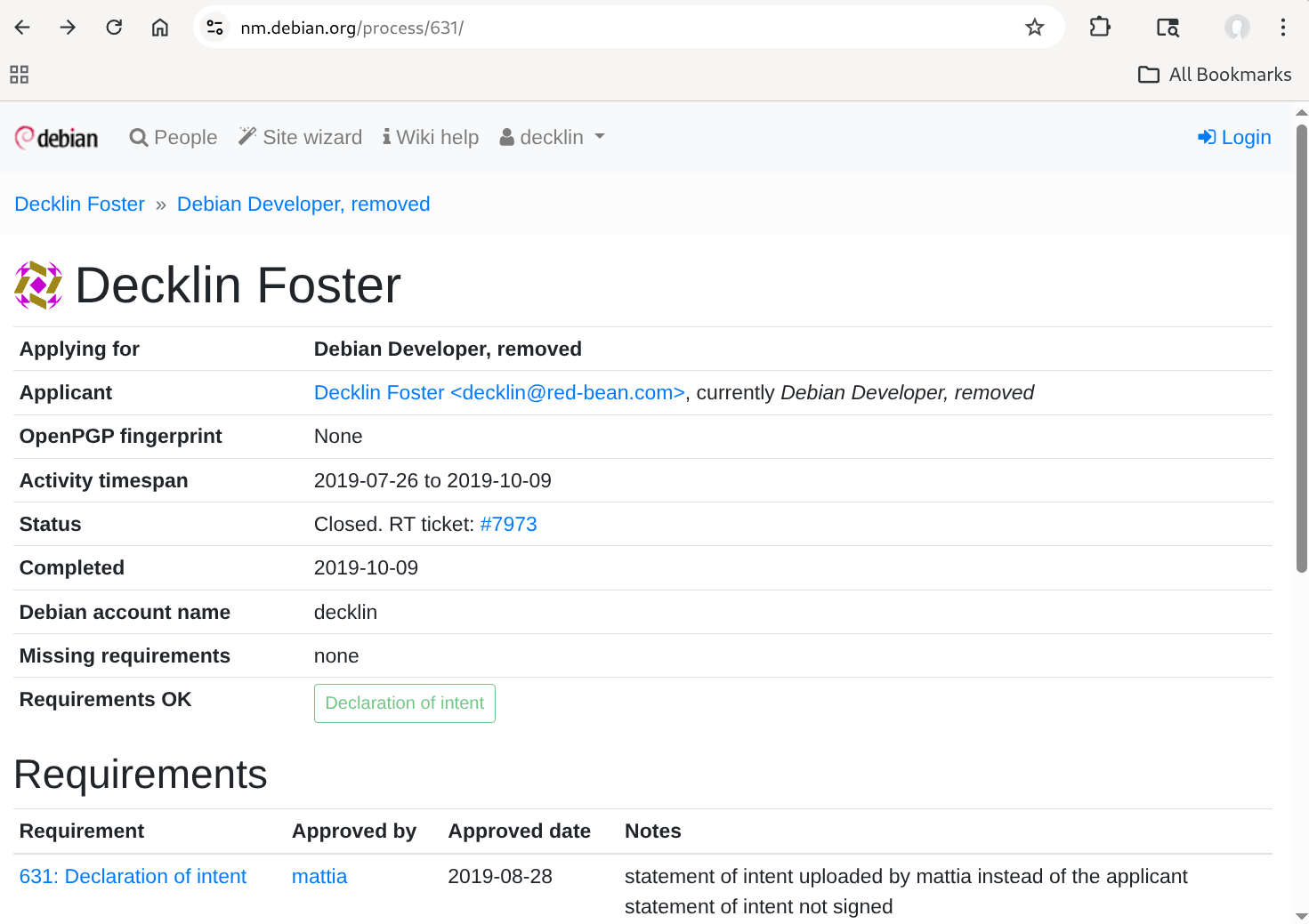 Decklin Foster, ActBlue, Director of Information Technology, disappearance, Debian keyring