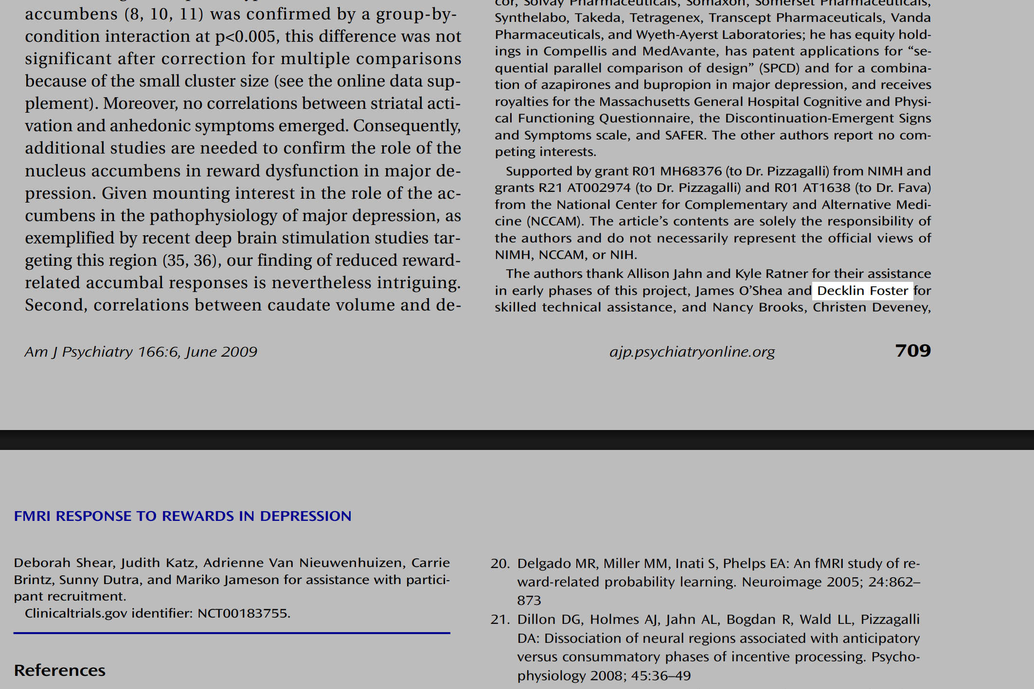 Decklin Foster, Harvard, Mclean, Depression, suicide, Diego Pizzagalli