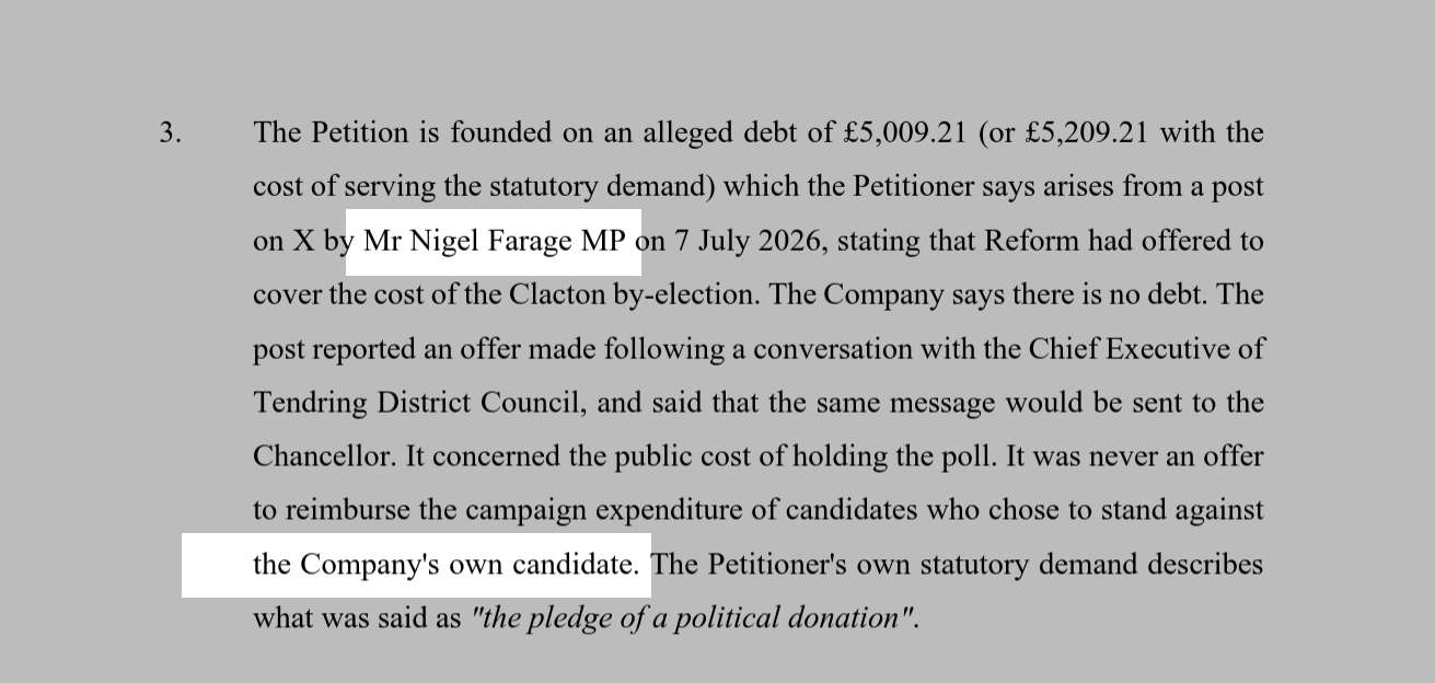 Nigel Farage, Adam Richardson, Company's own candidate