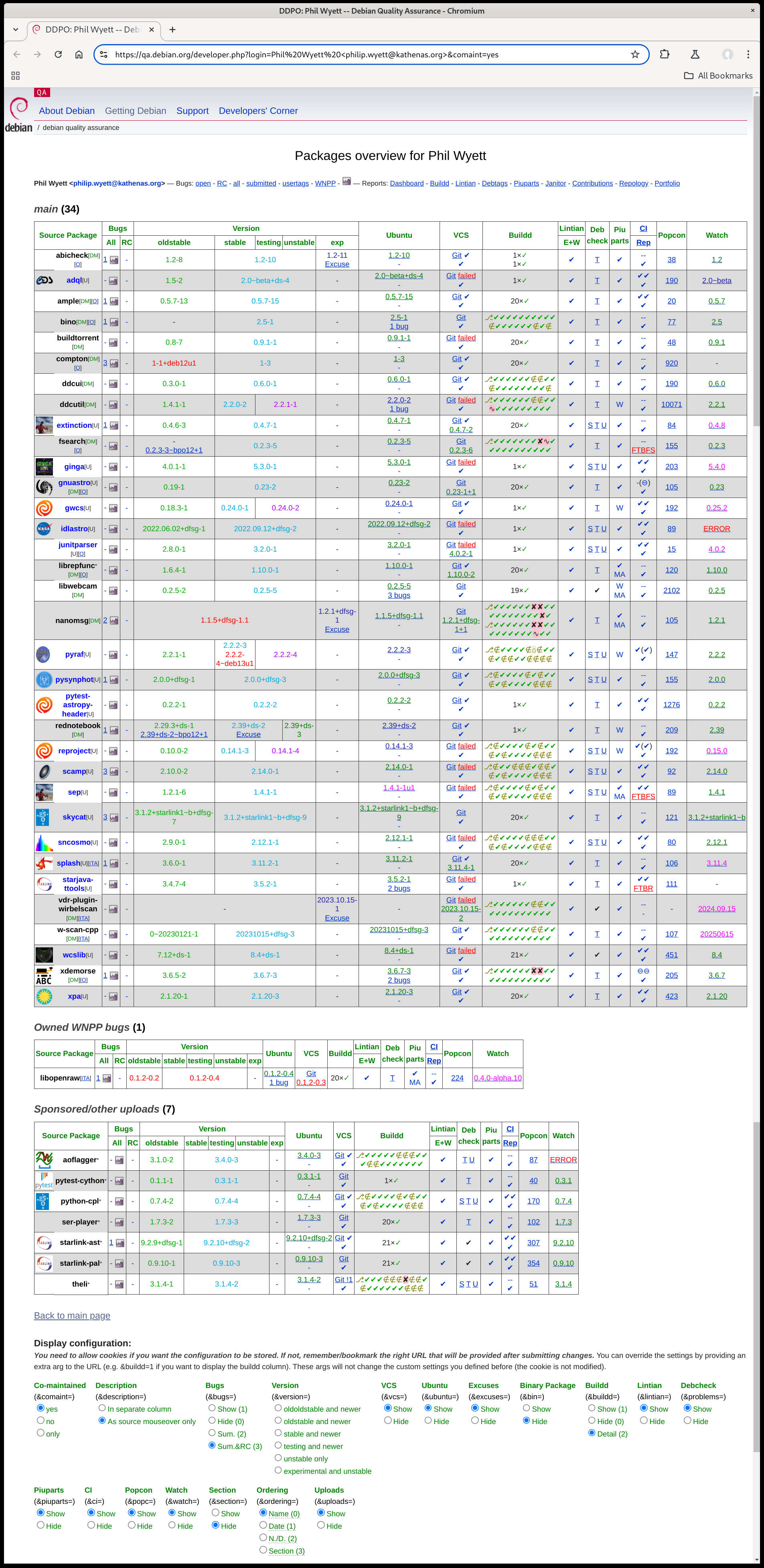 Phil Wyett, kathenas, Debian, packages