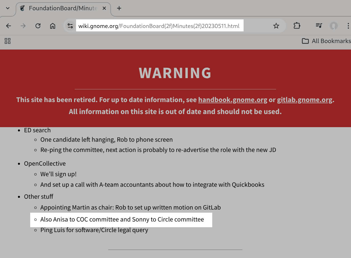 Anisa Kuci, Sonny Piers, GNOME Foundation, board minutes